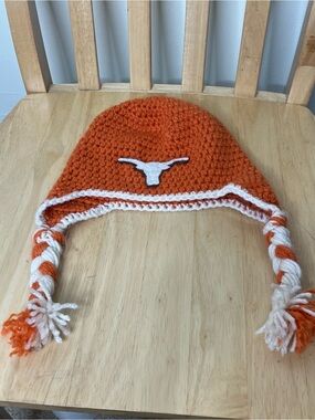Handmade hand knit toddler Texas Longhorns winter hat